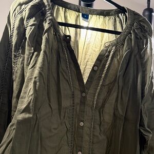 Old Navy Olive Button-Down Blouse